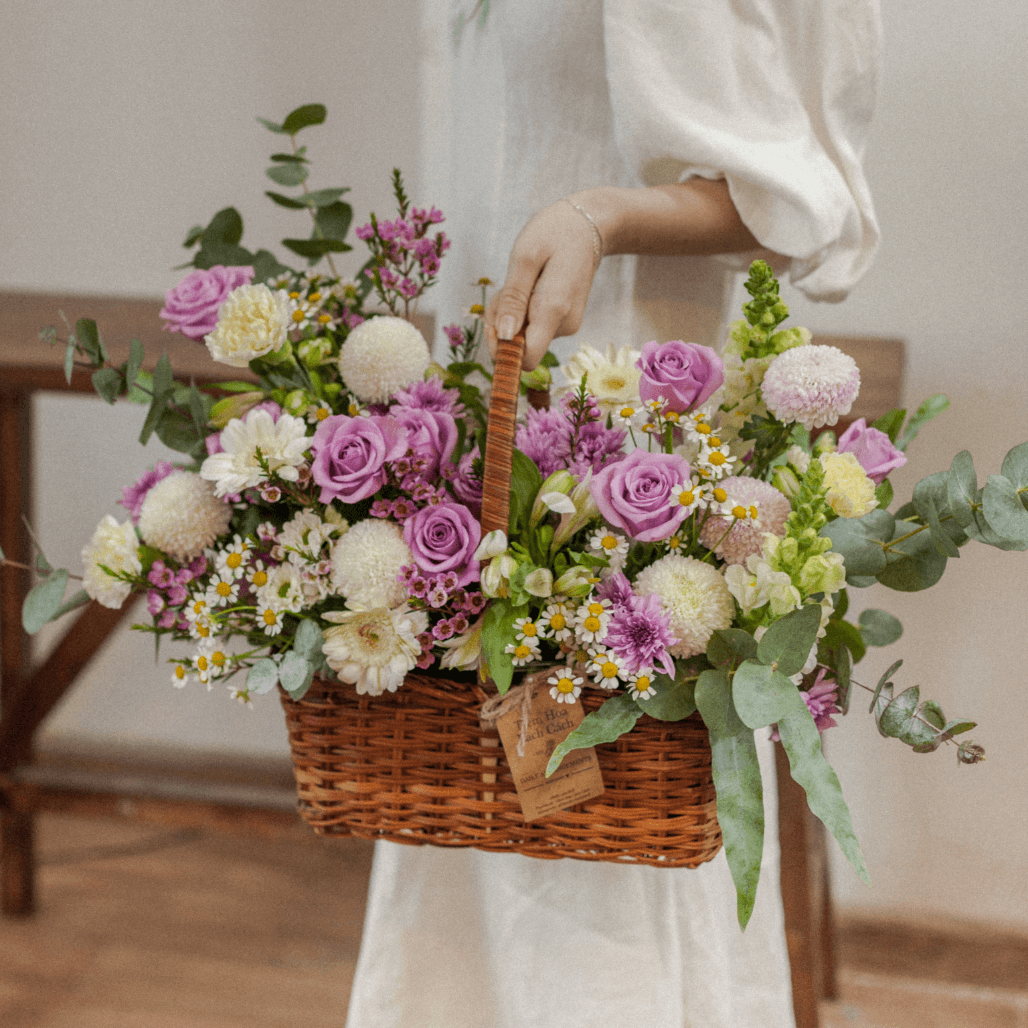 Giỏ chữ nhật hồng tím - 1