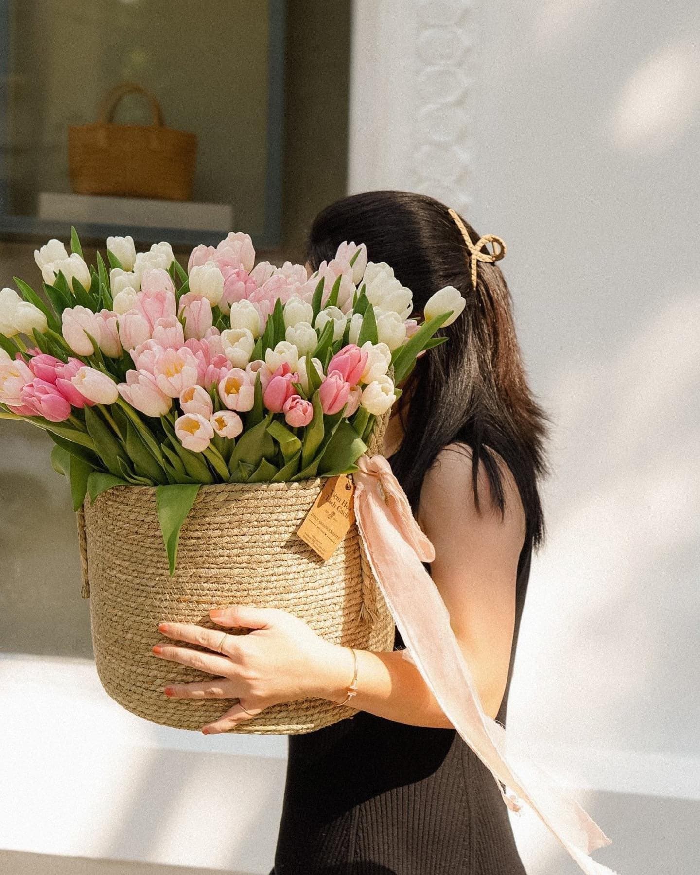 Giỏ cói mây tulip - 1