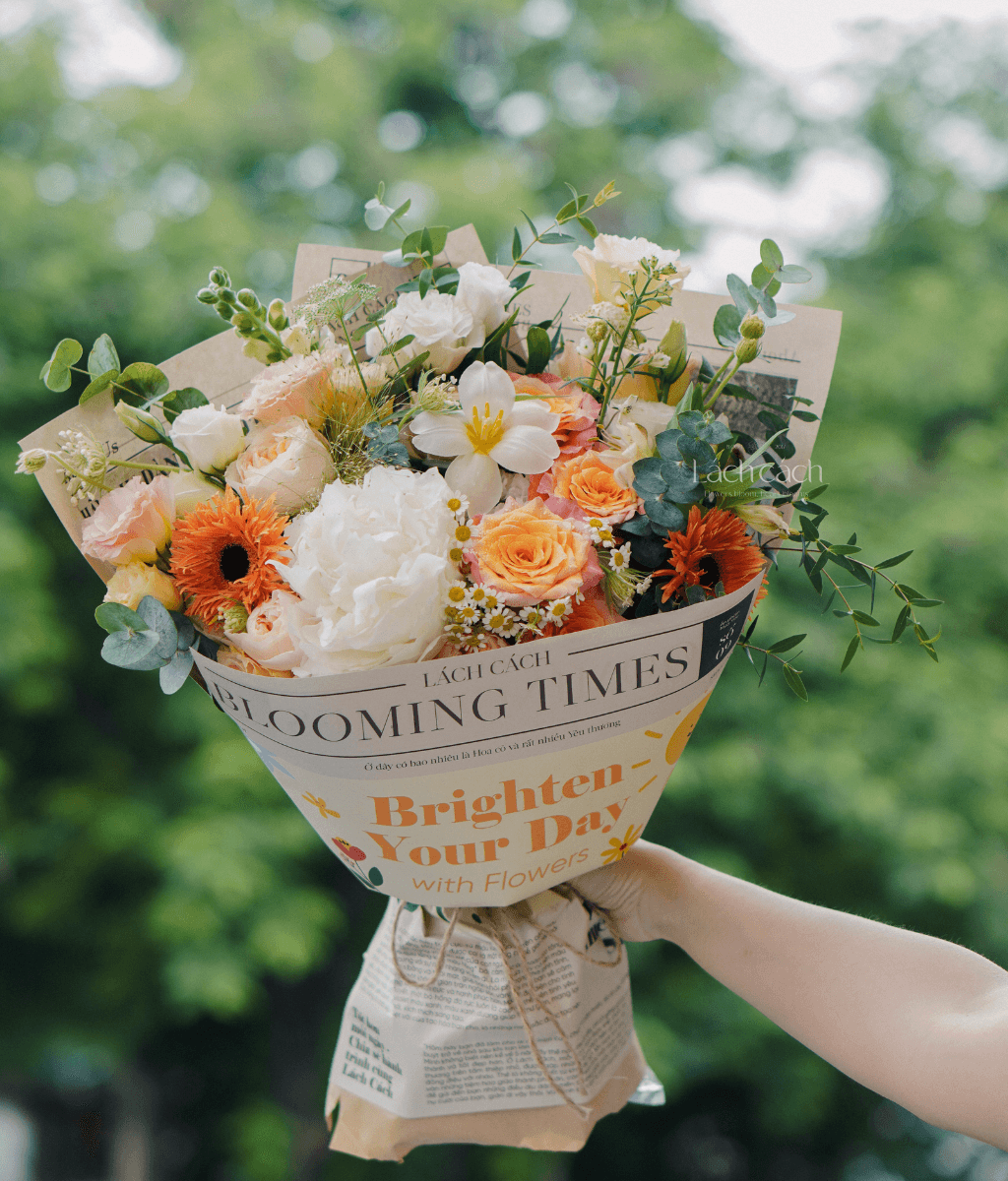 Bó blooming times peony trắng mix - 1