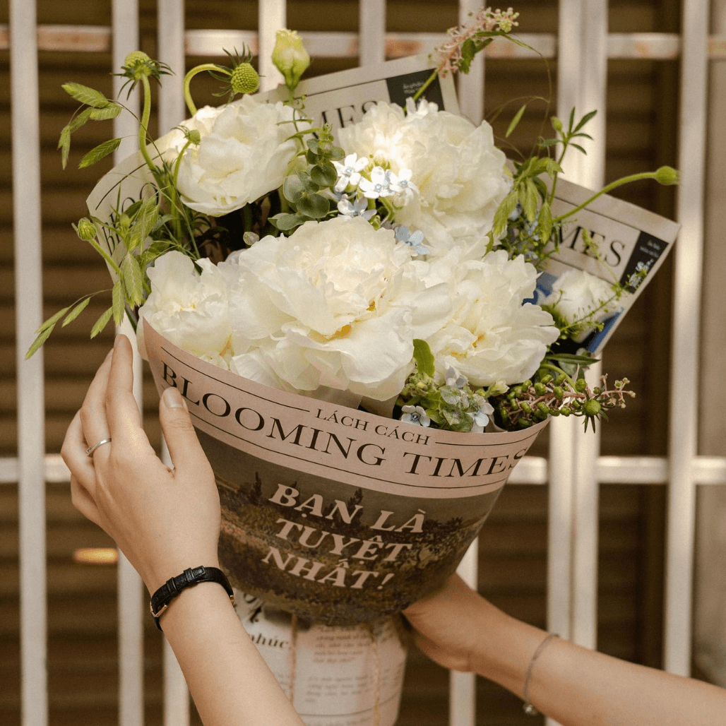 Bó Blooming times peony trắng - 1